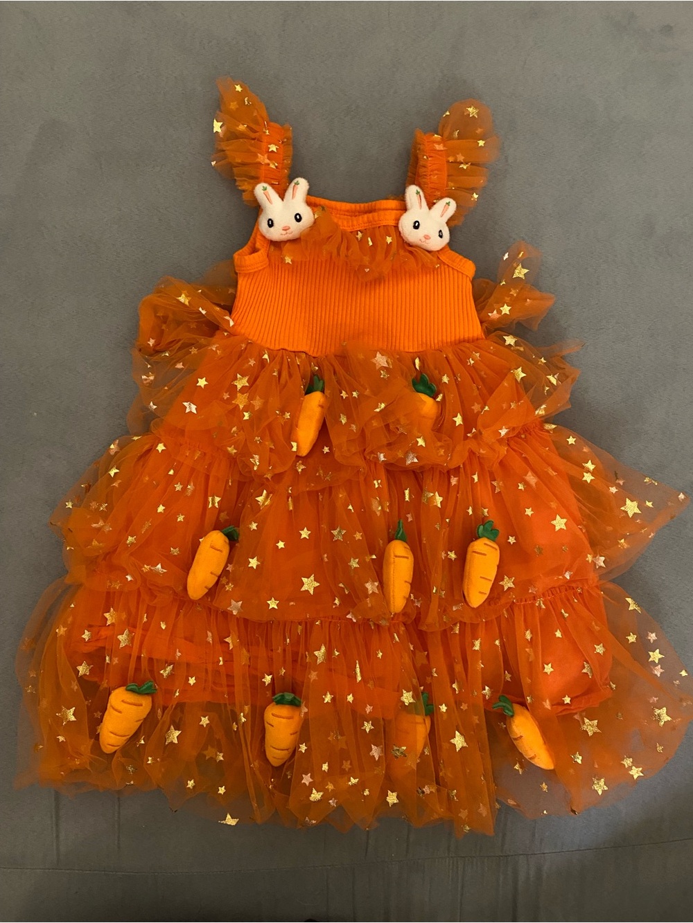 Children's Orange Bunny & Carrot Tulle Costume Dress